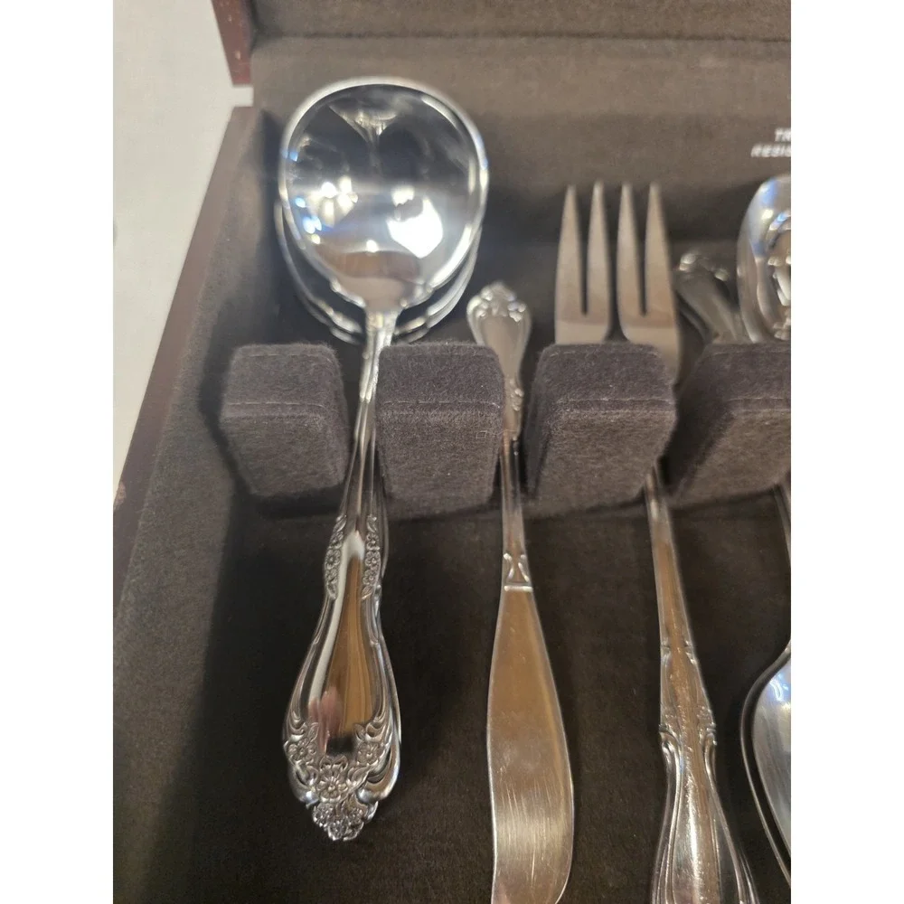 50 Pc Oneida All American BRIARWOOD Stainless Steel Flatware w Serving Spoons
